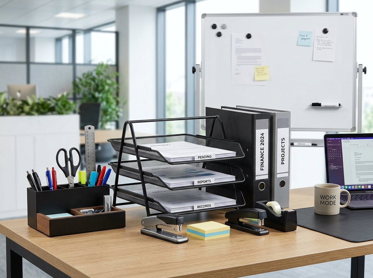 3-Tier Metal Mesh Document Tray Organizer (Black)